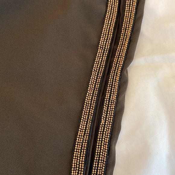 Olive Green Pants With Gold Beaded Design - Picture 5 of 7